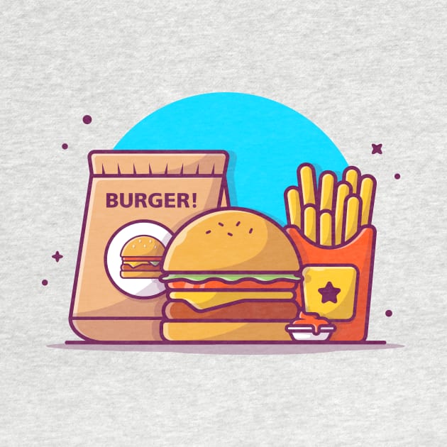 Take Away Burger, French Fries With Sauce Cartoon by Catalyst Labs